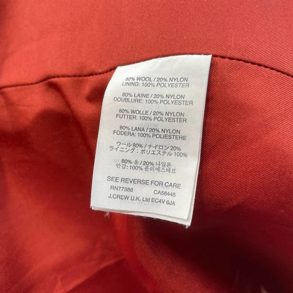 J.‎ Crew Melton Wool Peacoat Brilliant Flame Red Size 4 - Picture 11 of 12